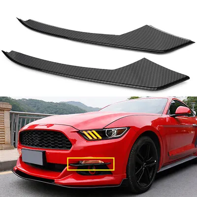 Carbon Fiber Front Fog Light Lamp Eyebrow Cover Trim For 2015-2018 Ford Mustang • $32.99