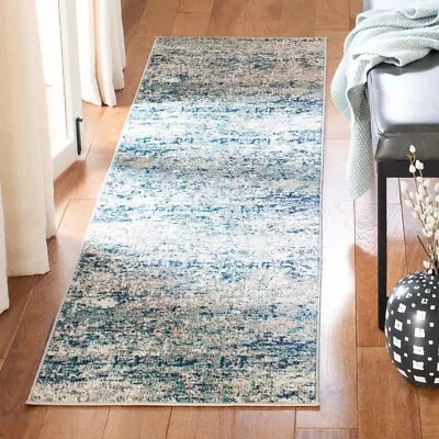 2x12 Blue Runner Rug Abstract Art Accent Modern Carpet Luxury Indoor Comfy Soft • $58.80