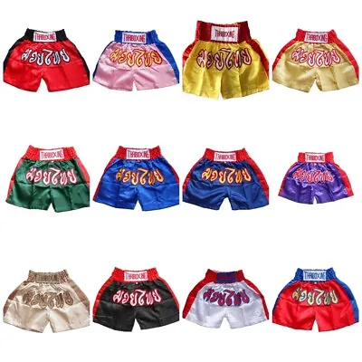 Muay Thai Shorts Fight Boxing Thailand Grappling Martial Arts Gear Satin Fabric • $15.99