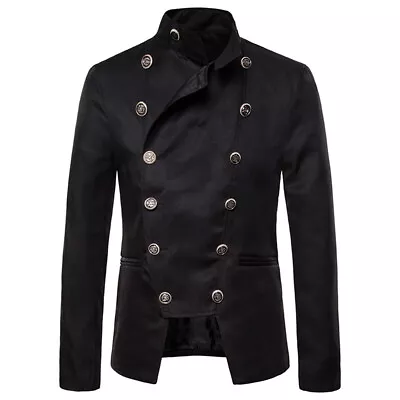 Mens Double-Breasted Hussar Perform Jacket Artillery Drummer Steampunk Blazers  • $55.09