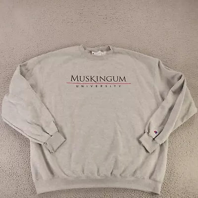 Muskingum Fighting Muskies Sweatshirt Mens 3XL Gray Sweater Logo Champion • $34.37