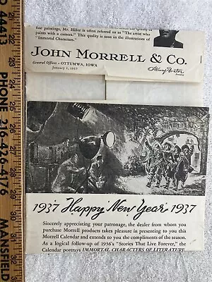 1937 John Morrell Ottumwa Iowa Advertising Calendar Salesman Sample  • $19.99