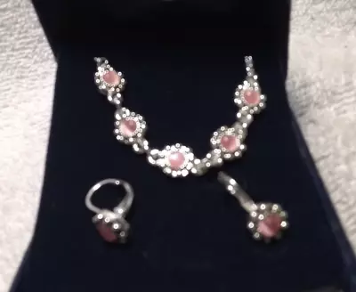 Montana Silversmiths Pink Stone With Berry Edge Jewelry Set W/Box Excellent !!! • $69.99