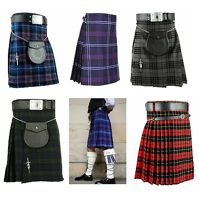 Scottish Mens Kilt 16oz Highland Skirt Dress 8 Yard Tartan Kilts - Fresh Stock • £29.99