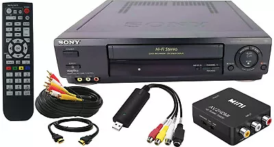 Sony VCR VHS Transfer VHS To DVD Bundle W/ Remote AV To USB Adapter HDMI • $179