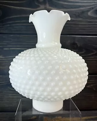 White Hobnail Milk Glass Lamp Shade Ruffled Top 8 1/4” Tall 2 3/4” Fitter • $28