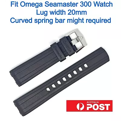 Brand New Rubber Band Straps For Omega Sea Master 300 20mm Lug Width Black • $59.90