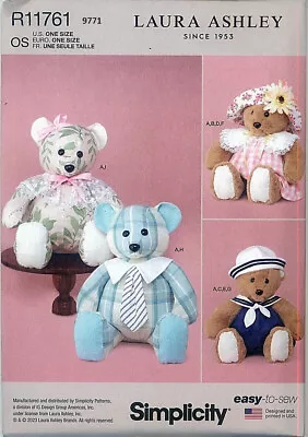 Simplicity 9771 Teddy Bear 20 In Plush With Clothes Laura Ashley Sewing Pattern • $8.99