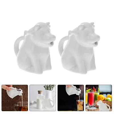 Cow Creamer Pourer 2pcs Ceramic Milk Pitcher Animal Shaped Serving Jug-QP • £12.59