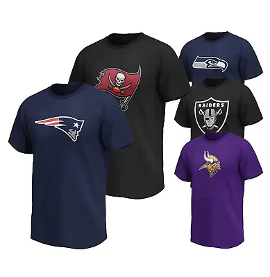 Mens NFL Logo Short Sleeves Crew Classic Lightweight T Shirt Sizes From S To XXL • £14.64