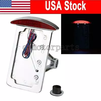 Chrome Vertical Side Mount License Plate Bracket Holder Tail Light For Harley US • $43.82