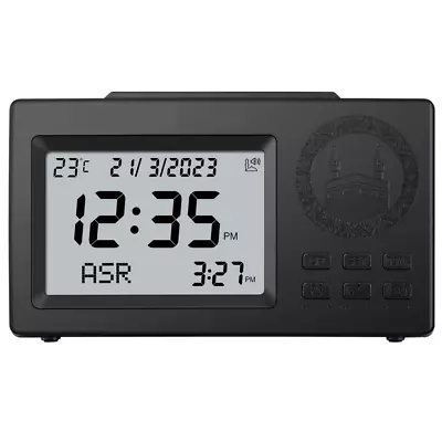 AzanClk Digital Multi Azan Prayer Sounds Islamic Desk Clock For USA - Black • $32.99