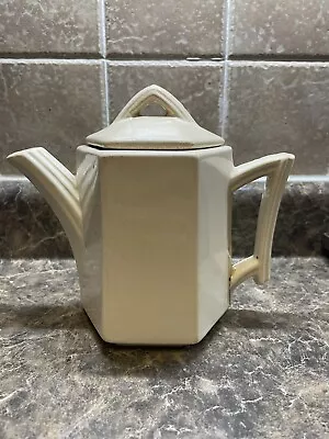 Vintage McCoy Tea Pot - Art Deco Hexagonal Shape - White/Cream • $9