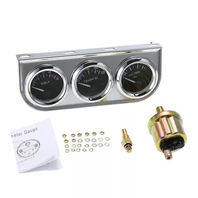 52MM Voltmeter +Water Temp + Oil Pressure Car Gauge Meter 3 In 1 Triple Gauge • $29.89