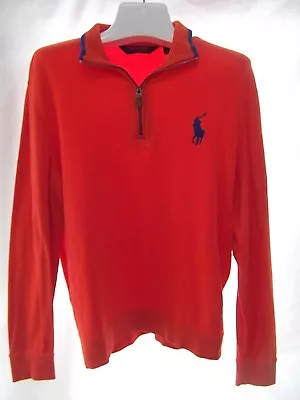 Ralph Lauren Polo Logo Golf Orange 1/2 Zip 1/4 Cotton Knit Long Sleeve Shirt M  • $21.99