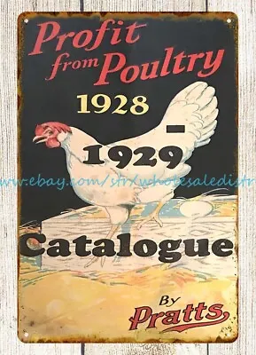 1928 Profits For Poultry PRATTS Chicken Egss Metal Tin Sign Interior Design • $18.99