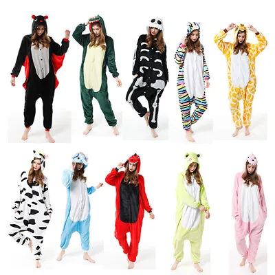 Fashion All In One Pyjamas Hooded Pajama Set Fleece  Animal Warming Women Men • £31.04