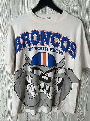 Vintage 90s 1993 Denver Bronco TAZMANIAN DEVIL All Over Print Shirt Size Mens XL • $59.99