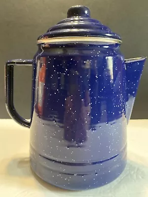 Vintage Cobalt Blue Graniteware Coffee Pot Perculator • $20.45