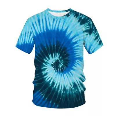 Unisex Tie Dye Rainbow Leisure Short Sleeve T-Shirt Tee Pullover Top Xmas Gifts • £10.79