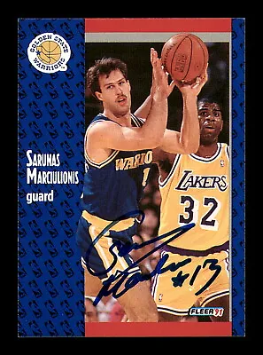 Sarunas Marciulionis Autographed Signed 1991-92 Fleer Card #68 Warriors 183272 • $19