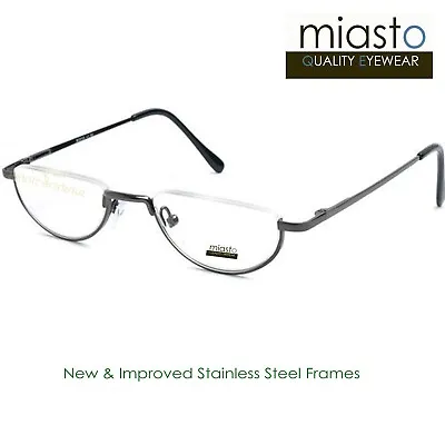 Miasto Semi Rimless Metal Oval Moon 1/2 Half Frame Reader Reading Glasses Specs • $19.93