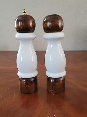 Salt & Pepper Shakers Vintage Wood/Porcelain 9  Tall Pepper Grinder • $9.99