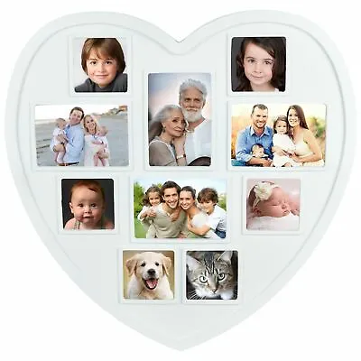 £10.99 • Buy New Large Photo Frame White Hanging Heart Shaped Multi Picture Love Frames Gift