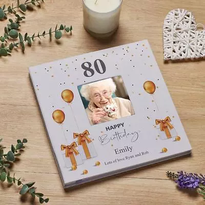 Personalised 80th Birthday Photo Album Linen Cover With Gold Balloons LLPA-26 • £25.99