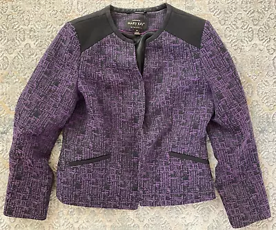 Vintage Mary Kay Twinhill Purple/Black Sales Executive Blazer Jacket - Ladies 8P • $32.99