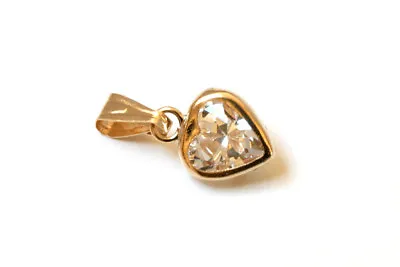 9ct Gold CZ Heart Necklace Pendant No Chain Gift Boxed Made In UK • £18.99