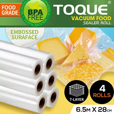 Toque 4 Rolls Vacuum Food Sealer Seal Bags Rolls Saver Storage Commercial Grade • $27.99