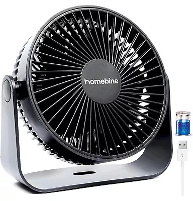 Homebine Desk Fan 2000 MAh Battery Fan Rechargeable Mini Fan USB Black • £12.99