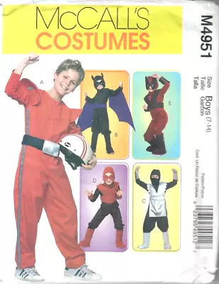 McCall's BOYS Good Guy Halloween Costumes NINJA RACECAR DRIVER Batman 7-14 M4951 • $6.99