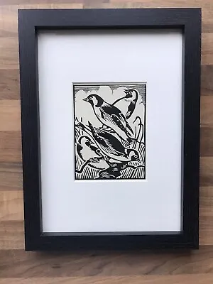 £17 • Buy ‘Goldfinch’- Framed Woodcut Bird By Raphael Nelson, Original, Dated 1940s