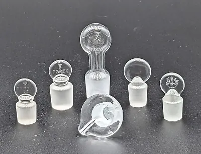 Vintage Lot Of 6 Pyrex & Kimax Glass Stoppers-2-#16's #19 #22 2-Unmarked • $25