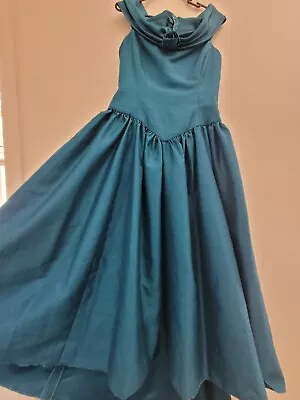 Emerald Green Handmade Vintage 1980's Tafeta Formal Dress Party Cocktail Size M • $75