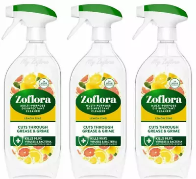 £10.85 • Buy 3 X Zoflora Multi-Purpose Disinfectant Cleaner Trigger Spray, Lemon Zing 800ml