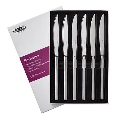 Stellar Rochester Set Of 6 Stainless Steel Steak Knives Bl25 • £16.99