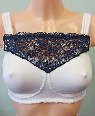 Modesty Panel - Blue Lace Bra Insert - Instant Camisole Chest Cover Up • £8.99