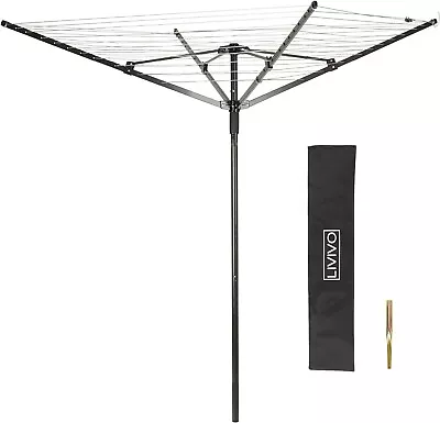  Livivo 45m Garden 4 Arm Rotary Washing Line Clothes Dryer Airer  Cover Spike • £12.97
