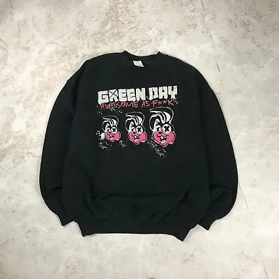 Vintage Green Day Awesome As F**k Rock Band Sweatshirt Hoodie Crewneck • $80