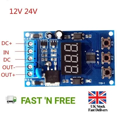 12v 24v Pulse Signal Cycle Time Delay Timer Switch FET MOS Control 0.1Sec~999Min • £11.99