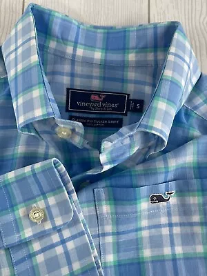 Vineyard Vines Classic Fit Tucker Shirt Men's Small Blue Plaid Long Sleeve Whale • $20