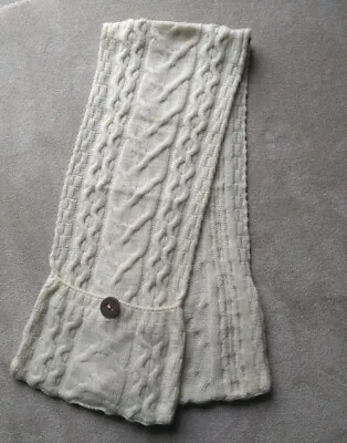 Carraig Donn Cable Knit Scarf With Pockets 100% Merino Wool Made In Ireland BN • £19.99