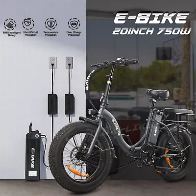 Axiniu 20  750W Electric Folding Bicycle Fat Tire 30MPH E-Bike Beach City Ebike • $742.59