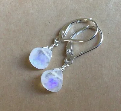 New Natural Moonstone Sterling Silver Sundance Charm Earrings Artisan Jewelry • $20