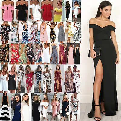 $16.55 • Buy Women's Maxi Boho Dress Floral Summer Beach Cocktail Evening Party Long Sundress