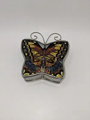 Stained Glass Butterfly Trinket Box • $0.99