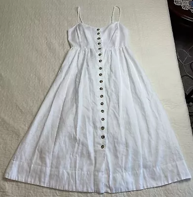 Madewell Size 6 White Linen Sundress Lined Adjustable Straps • $19.29